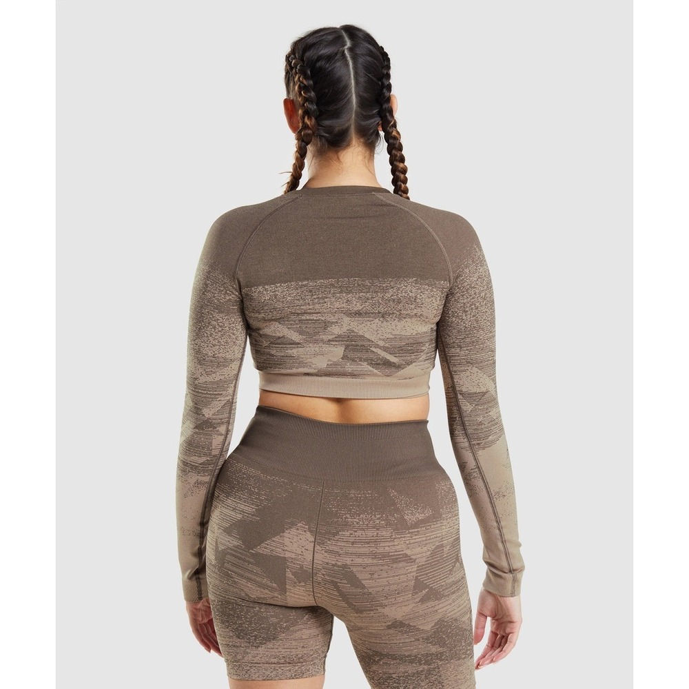 Gymshark Adapt Ombre Crop Top Women's Small Brown Gym Workout Athletic Training - Picture 4 of 11